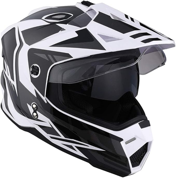 1Storm Dual Sport Motorcycle Motocross Off Road Full Face Helmet Dual Visor: HF802