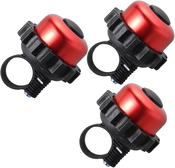 HEMOTON 3pcs Red Rotating Loud Bike Bell Horn for Bicycle Handlebar Accessories, Vintage Cycling Bell Suitable and Adults Outdoor Riding