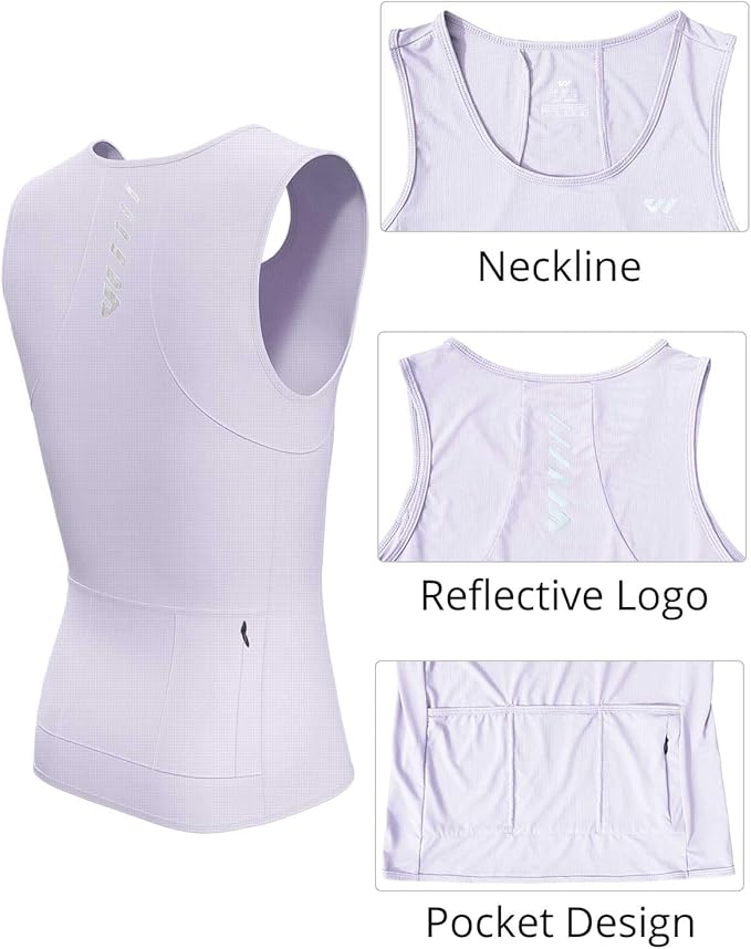 Lo.gas Sleeveless Cycling Jersey Men, Biking Base Layer Breathable and Lightweight with Back Pocket Sports Vest
