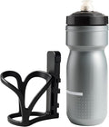 Insulated Bike Water Bottle with Bottle Holder, Screws not Included, Bicycle Accessories for Sport, Outdoor, Cycling, MTB, Road, Universal Cup Holder, Squeeze, Durable, Kids, Adults (Black) 21oz