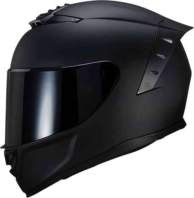 Full Face Motorcycle Helmet,Helmets for Adults Motorcycle, MG611 Motorbike Racing Street Bike Helmets with Black Visor for Men Women,DOT Approved (Matte Black, L)