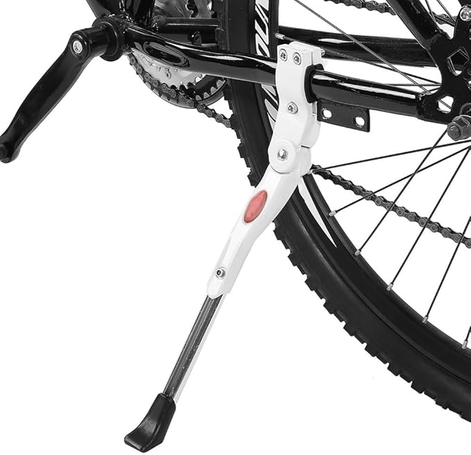 White Adjustable Bike Kickstand Aluminum Alloy NonSlip Stand Accessories for 16" 20" 24" 26" Bikes(White)