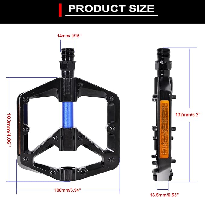 TRIFOX Mountain Bike Pedals, Ultra Strong CNC Machined 9/16" Cycling Sealed Bearing Pedals