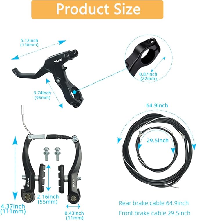 CYSKY Complete Universal Bike Brakes Set, Front and Rear MTB Brake, Inner and Outer Brake Cables and Brake Lever Kit for Mountain Bikes Road Bikes