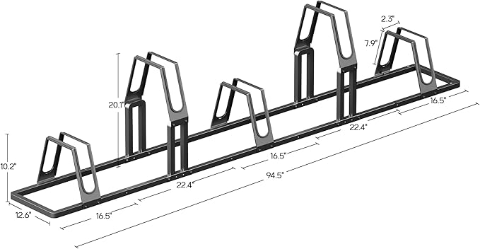 Heavy-Duty 5 Bike Storage Rack with Elevated Parking Space Design – 8.9KG Floor-Mounted Bicycle Stand, Indoor/Outdoor Universal Rack Compatible with Mountain Bikes & Road Bikes