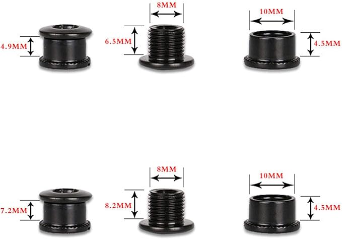 Ruiling 5pcs MTB Chainring Screw Mountain Road Bike Refitting Crankset Parts 4.9mm Fixing Bolts for Single Chainwheel Black