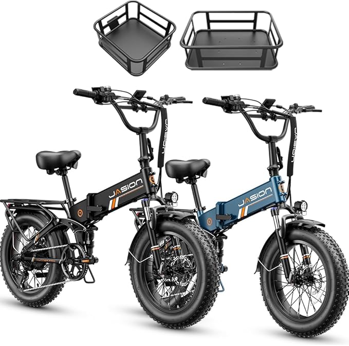 Jasion X-Hunter ST/PRO Foldable Electric Bike for Adults with 20'' Fat Tire,Up to 71-80 Miles Range Ebike,1800W/1400W Peak Motor,30+MPH E Bike,Full Suspension&Dual Hydraulic Disc Brakes Bicycles