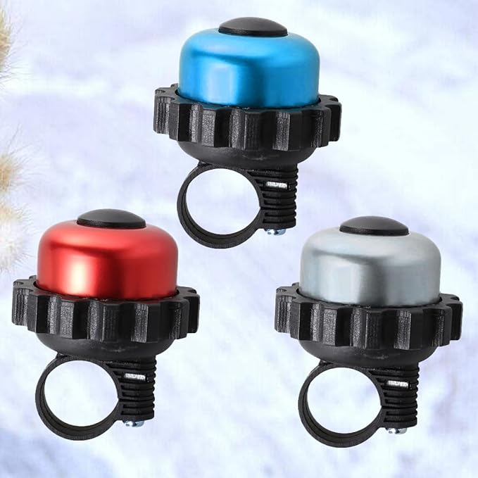 Balacoo Rotating Cycle Bell Horn 3pcs Bike Accessories Loud Vintage Bicycle Bell for Outdoor Cycling with Red Blue Silver Colors