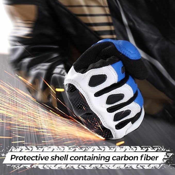 WTACTFUL Goatskin Leather Carbon Knuckle Motorcycle Gloves for Ultimate Protection and Comfort