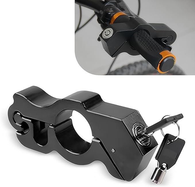 1 PC Motorcycle 5.32" x 2.36" Handlebar Brake Lock, Alloy Anti-Theft Waterproof Rust-Proof Roller Pin Lock Handlebar Lock, Modification Repair Accessory for Motorcycles, Bicycles (Black)