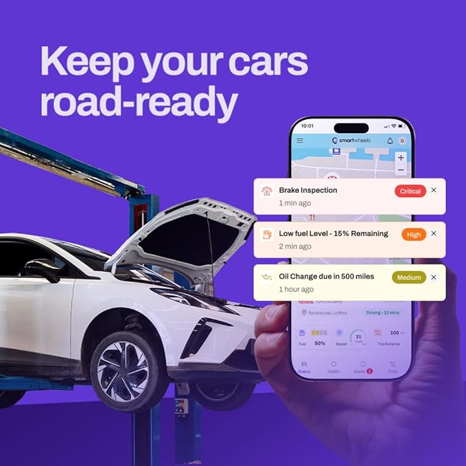 SmartWheels Real-time GPS Tracker|1-Month Free App Subscription Included| Location Tracking | Geo-Fencing| Driving & Vehicle Health Monitoring | Accident Alerts| for Families & Fleets|