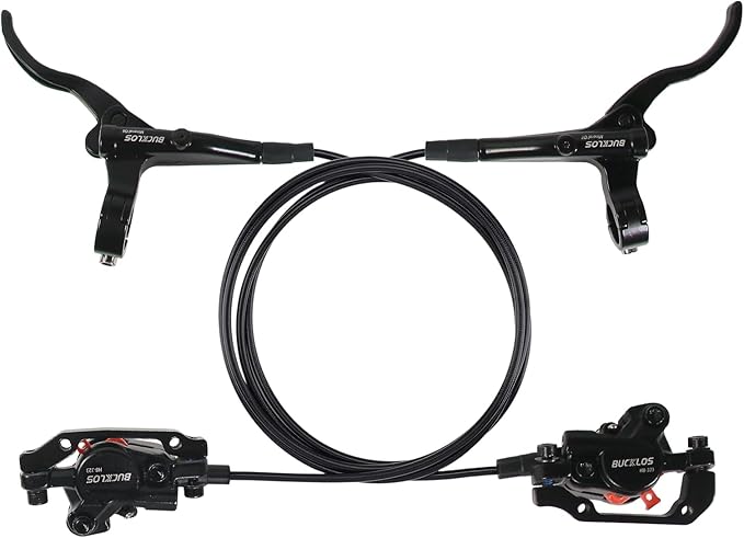BUCKLOS Mountain Bike Disc Brake kit, MTB Mechanical Line Pulling Disc Brakes Caliper with Aluminum Alloy Levers /160mm Rotor,/is/PM Universal Adapter for Ebike/Folding Bike/Scooter/Fat Bike