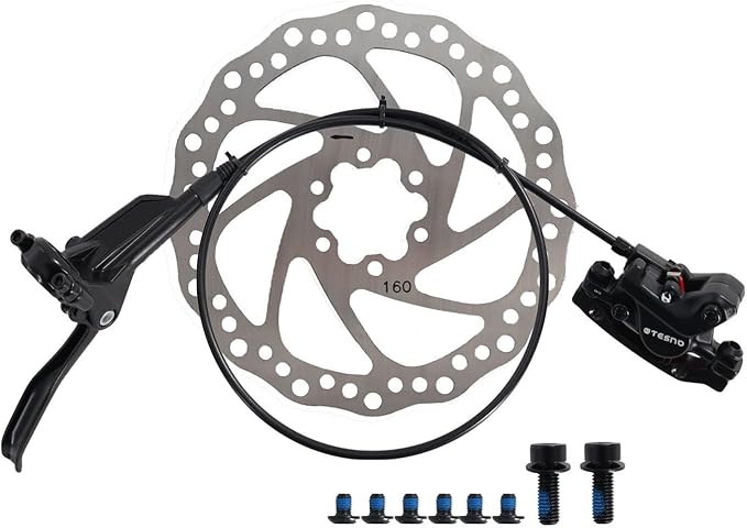MTB Hydraulic Disc Brakes Set Left Front 800mm Right Rear 1400mm with 160mm Rotors,Aluminum Oil Pressure Calipers Levers for Mountain bike E-Bike Fat Bike Road Bike
