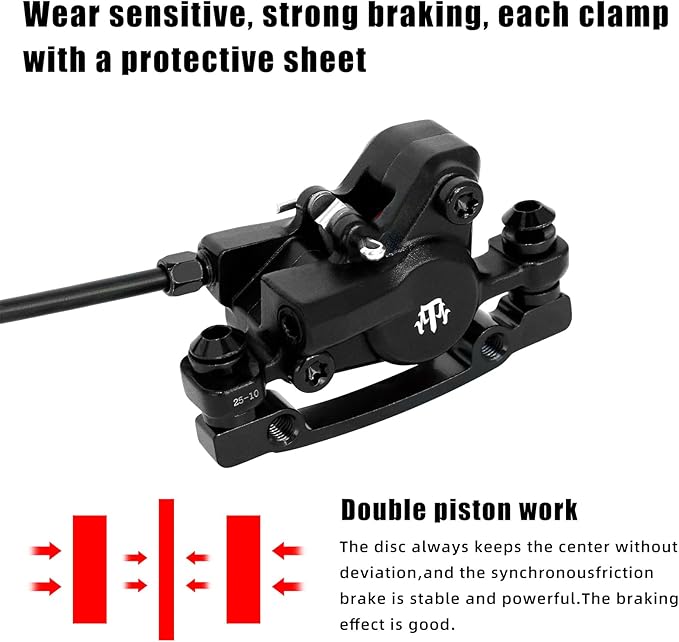 ZTZ MTB Hydraulic Disc Brake Set, Dual Piston Hydraulic Brake Kit with 160mm Rotors for Mountain Bike（Left Front 850mm and Right Rear 1550mm） (Only Front)