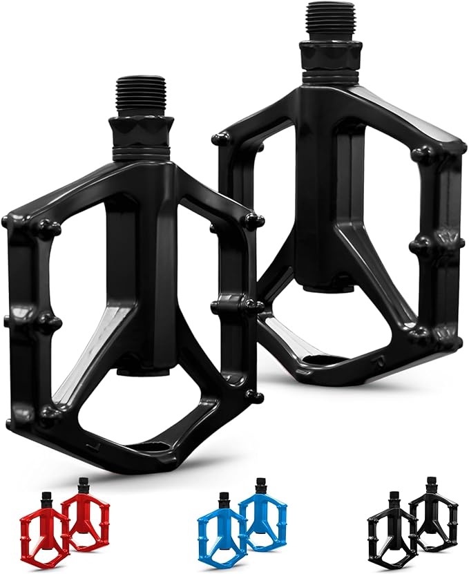 Mountain Bike Pedals,Road/MTB Flat Pedals, Non-Slip Lightweight Aluminum Alloy Bicycle Pedals, Fits 9/16" Road Mountain BMX MTB Bike Pedal