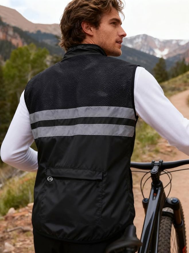 WOSAWE Men's High Visibility Cycling Wind Jacket Water Resistance Reflective Windbreaker