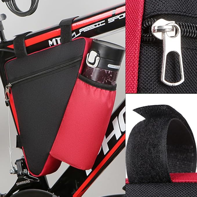 Bike Triangle Bike Bag - Red - Bicycle Accessories for Adult Bikes，Water Bottle Pocket， Waterproof