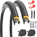 SIMEIQI 2 Pack 24/26/27.5x1.95 26x2.1 29x2.125 Inch Anti-Puncture Tires for Mountain Bike and Tubes Folding Replacement Bicycle Tyres for Hybrid Trails Commuter City Road