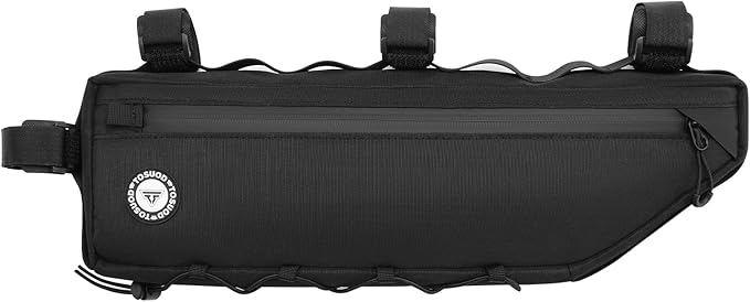Bike Frame Bag 2L/3L – Waterproof 600D/Scratch-Proof, 7" Phone Fit, 4-Point & Multi-Position Anti-Sway Straps, Full-Side Zipper Quick Access, Tool-Free Install, Universal MTB/Road/Gravel/E-Bike