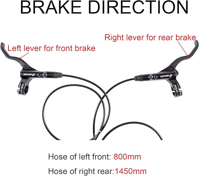 BUCKLOS Black MTB Hydraulic Disc Brakes Mountain Bike Hydraulic Brake Set and 2 Pair Resin Bike Disc Brake Pads Compatible with Shimano Deore XT XTR LX SLX Hone Alfine Saint Disc Brake