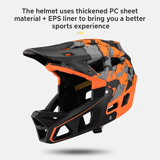 Lixada Adult Bike Helmet, Full Face Mountain Bike Helmet Lightweight Bicycle Helmet with Pads & Visor, Comfort Cycling Helmet Racing Downhill MTB Helmet for Men Women