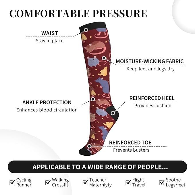 bassyil Compression Socks for Women & Men Circulation 15-20 mmHg Knee High Best Support for Nurses Travel Running Athletic