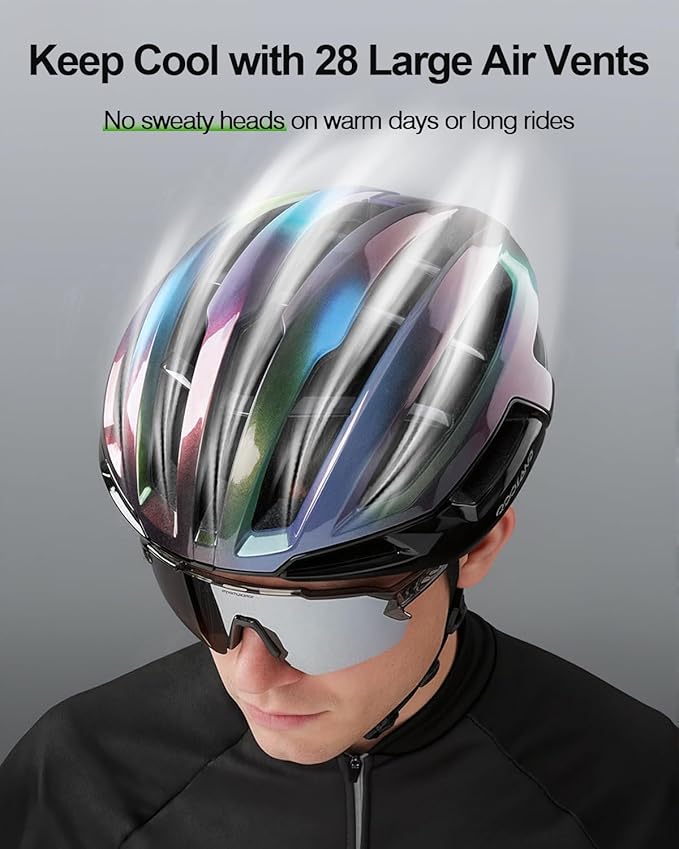 Odoland Adult Bike Helmet - Super Ventilation & Impact-Resistant Frame, Adjustable Dial System Lightweight Bicycle Helmet for Mountain, Commuting, Road Cycling