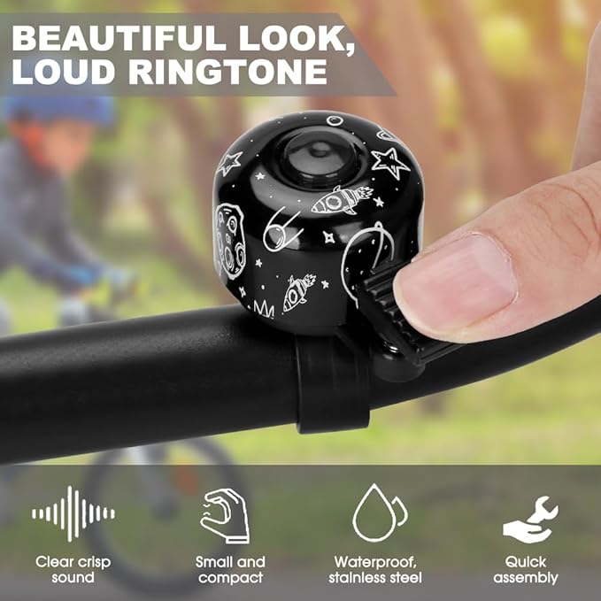 Kid Bike Bell - Bicycle Bell for Kids Boys Girls Adults | 120db Classic Mini Loud Bike Ring - Cool Bike Bell Design with Crisp Clear Sound for MTB,BMX,City Bike,Scooter -Kid Bike Accessories