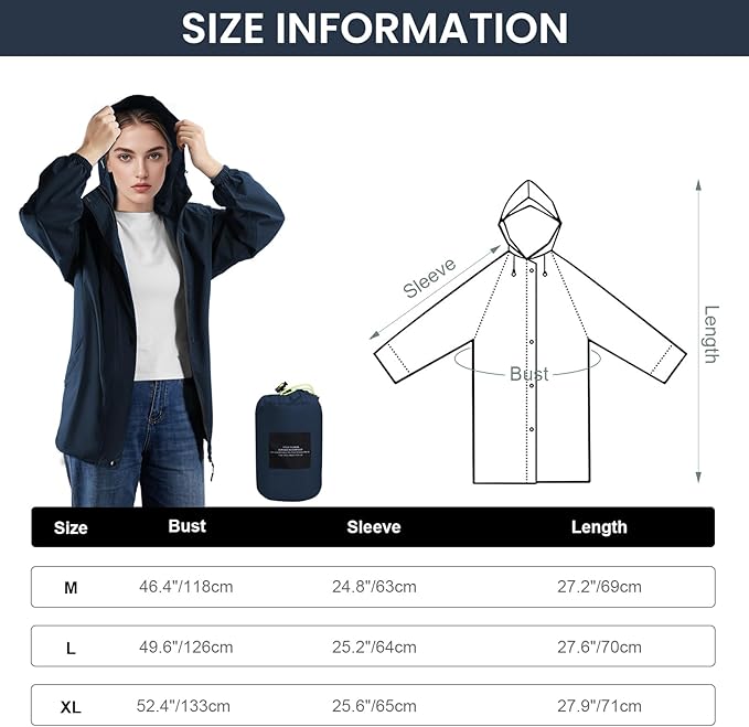 SOPPY Rain Jacket Women Waterproof Jacket With Hood Lightweight Raincoat with Pockets Windbreaker Breathable Rain Coats