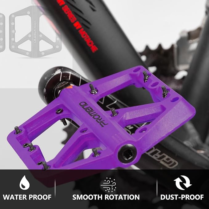 Mountain Bike Pedals - Durable Nylon DU Bearing Platform Pedals for MTB and BMX