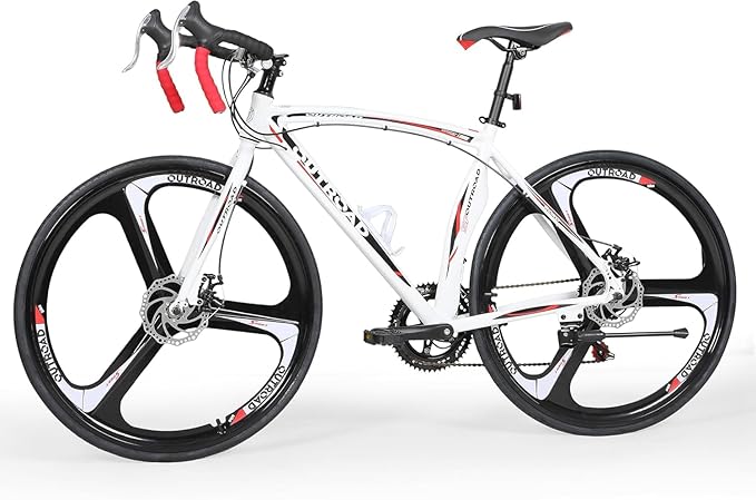 700C Wheel Road Commuter Bike, 14 Speed Shifter, Dual Disc Brakes Racing Bicycle with Light Aluminum Alloy Frame for Adult Men and Women
