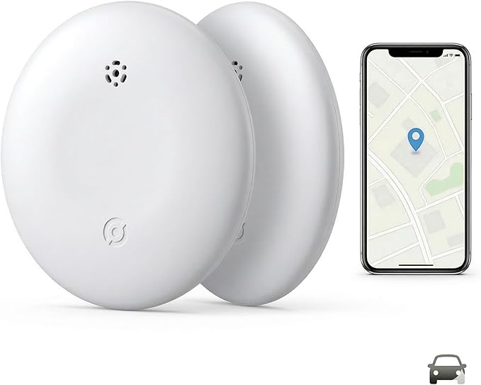 2-Pack Smart Tracker for iOS & Android, No Monthly Fee, Worldwide Location Tracking, IP67 Waterproof, 1-Year Battery, Finder for Keys Luggage Car Gear (White)