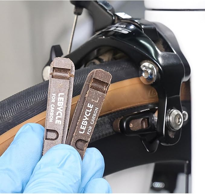 Carbon Rim Brake Pads for Road Bikes - Replaceable Cork Composite Brake Pads with Drainage Grooves | Compatible with C-Brakes