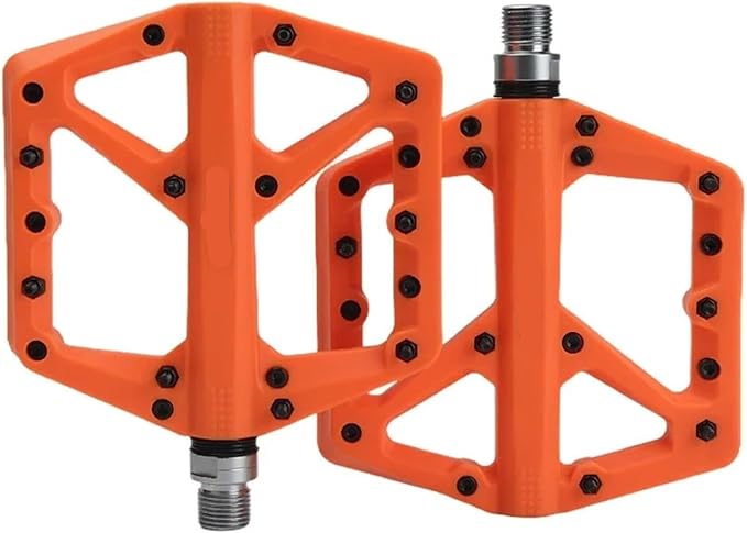 Bicycle Pedals Nylon Footrest Flat Mountain Bike Paddle Grip Pedalen Bearings Footboards Cycling Foot Hold(Orange)