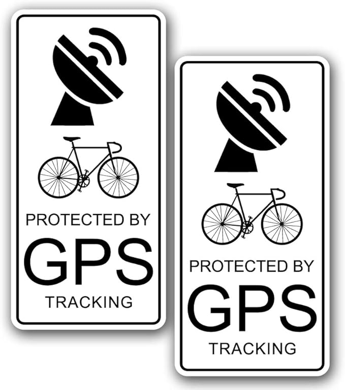 2x Bicycle Warning GPS Tracking Device Sticker - Bike Theft Decal for Top Tube