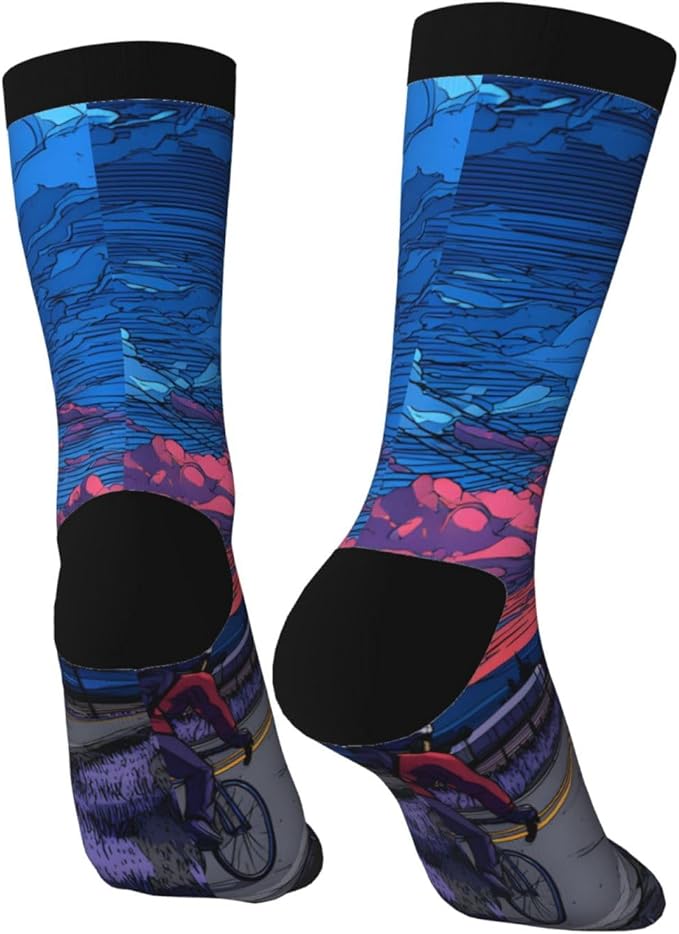 (Cycling on the road) Mid Calf Socks Breathable Adult Unisex Socks Casual Daily Wear for Women Men