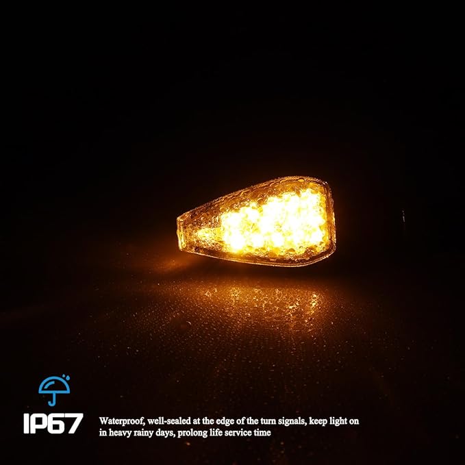 4Pcs Smoked Universal LED Turn Signal Lights Motorcycle Front Rear Amber Blinkers Compatible with Harley Touring ADV Enduro Suzuki Yamaha