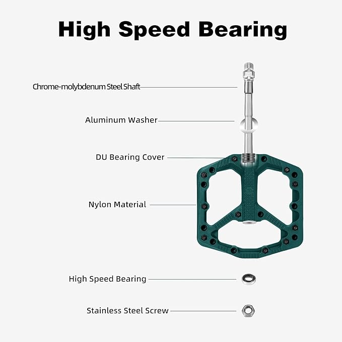 ROCKBROS Mountain Bike Pedals Flat MTB Pedals Nylon Fiber Bicycle Platform Pedals for Road Mountain BMX MTB Bikes