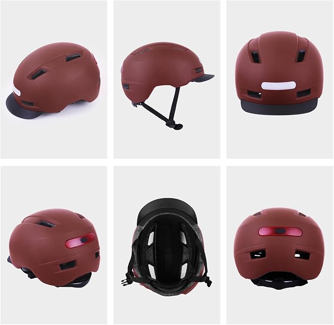 Bike Helmet, Shinmax Adult Cycling Helmet with USB Rechargeable LED Front and Back Light Bicycle Helmets for Men Women