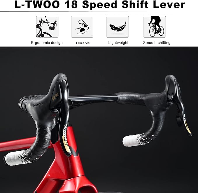 KABON Carbon Road Bike, T800 Carbon Fiber Frame 700C Road Bike with 18 Speeds Drivetrain, Integrated Carbon Handlebar, Disc Brakes Racing Bicycle for Men and Women