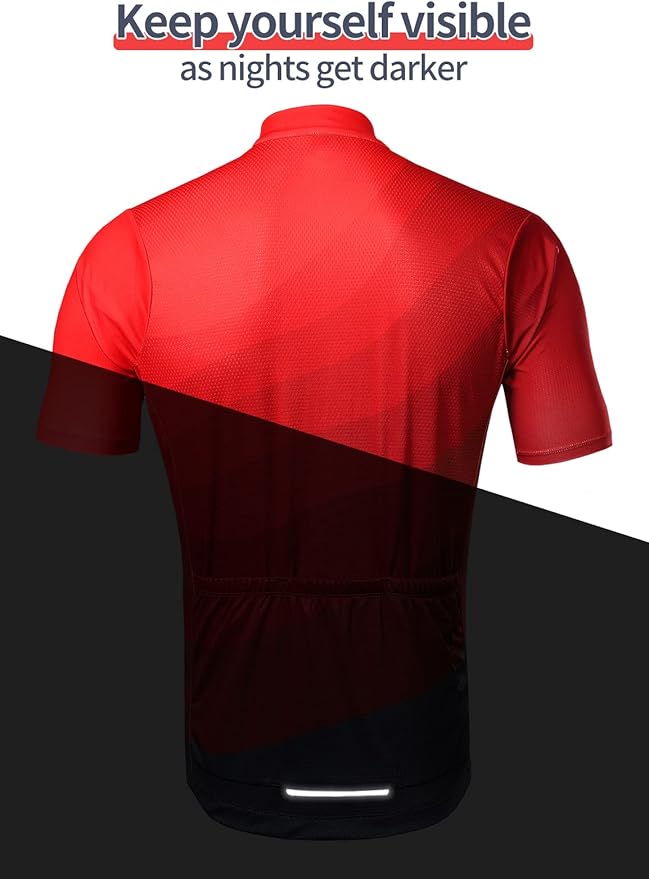 BERGRISAR Cycling Jersey Mens Bike Shirts Short Sleeve Bicycle Biking Clothes with Pockets Reflective