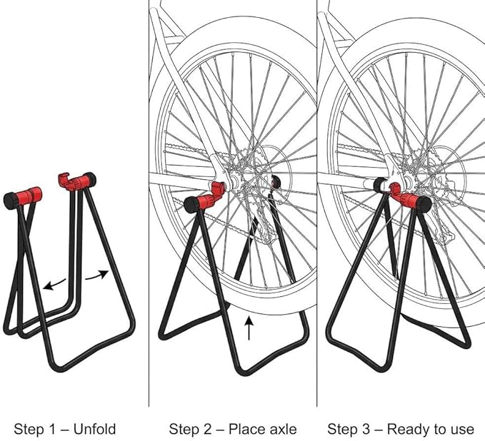 QWORK Bicycle Floor Stand 2 Pack – Foldable Steel Repair & Storage Rack for Road, MTB & Hybrid Bikes