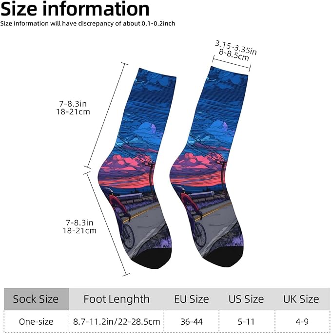 (Cycling on the road) Mid Calf Socks Breathable Adult Unisex Socks Casual Daily Wear for Women Men