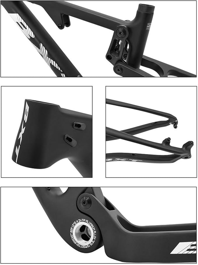 29er Carbon Fibre Mountain Bike Frame 16/17/18.5/20inch Full Suspension Frame 100mm Travel XC Soft Tail Trail Racing Bike Frame 12 * 142mm Thru-Axle/9 * 135mm QR Disc Brake(Blue-2,29 * 18.5")