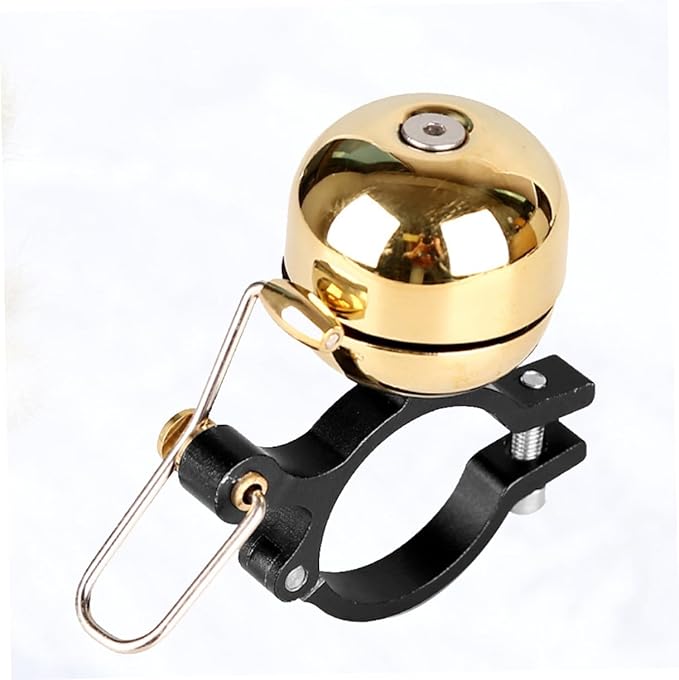 Vintage Bike Bell Loud Mini Metal Bicycle Bell Accessories for Mountain and Road Cycling, Bright Gold Single Piece for Adult Riders