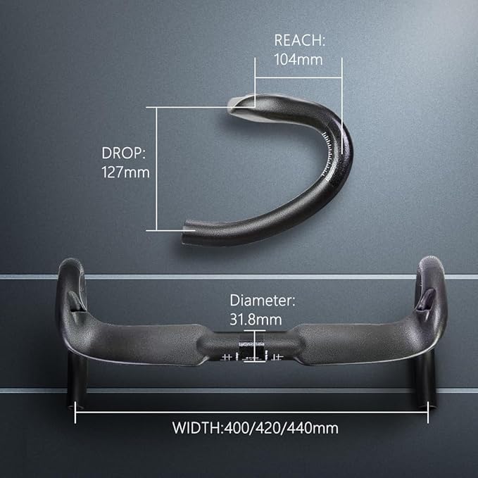 Carbon Handlebars Road Bike HandlebarDrop Bars Handlebars UD Matte 440mm Road Bicycle Handlebar 31.8mm Drop Bars