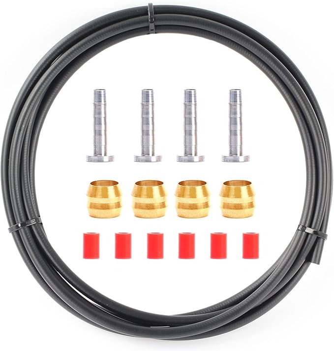 Replacement Bike Hydraulic Disc Brake Hose Line with Brass Olive and Barbed Fitting Kit Compatible with Shimano BH59, BH90, Deore, XTR, XT, AVID SRAM, 2.5m Length, Multiple Fitting options (for BH90)