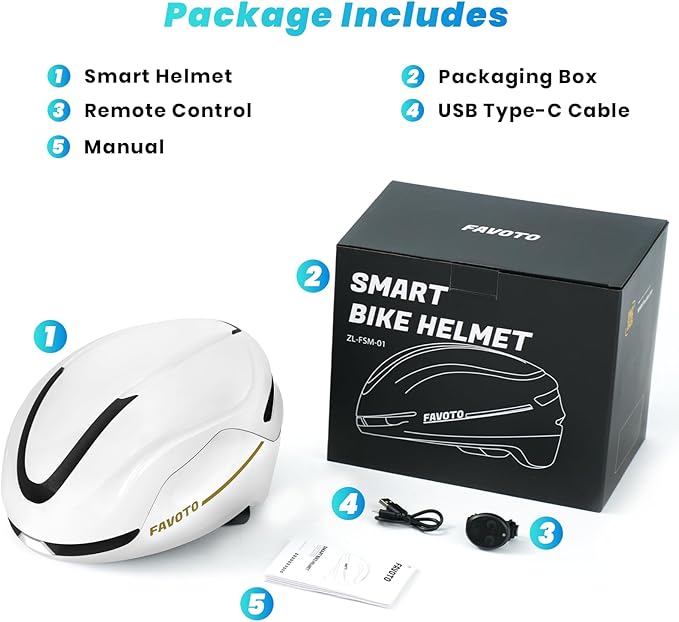 Favoto Smart Bike Helmet with Light – Dual Shell CPSC Certified Ebike Helmet with Turn Signals for Road Cycling City Commuting