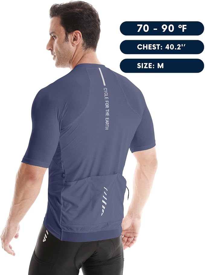 Wulibike Cycling Jersey Men Short Sleeve, Road Bike Shirts 1/4 Zipper with Pockets, Bicycle Clothing Breathable Quick Dry