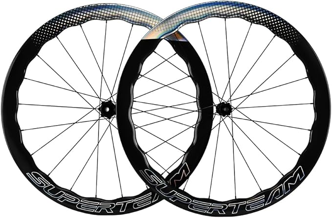 SUPERTEAM Carbon Fiber Tubeless Wheelset 700c Road Bike Disc Brake Wheel 50/28mm UD Glossy